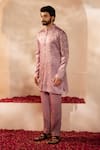 Buy_Shreyansh Designs_Purple Padma Silk Embroidery Thread Shubh Fleur Motif Kurta With Pant _Online_at_Aza_Fashions