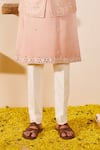 Shop_Shreyansh Designs_Pink Dupion Silk Embroidery Mirror Devansh Garden Bloom Bundi Kurta Set _Online_at_Aza_Fashions