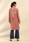 Shop_Aarke Ritu Kumar_Pink Polyester Jacquard Printed Paisley Band Collar Asmaa Coat _at_Aza_Fashions