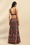 Shop_Ritu Kumar, Ri.Ritu Kumar, aarke Ritu Kumar_Black Poly Dupion Print Floral Sweetheart Neck Lehenga Set _at_Aza_Fashions