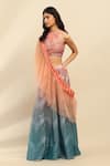 Buy Pink Poly Organza Embroidery Gota Chevron Halter Neck Ombre Lehenga Set For Women By Aarke