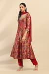 Aarke Ritu Kumar_Red Poly Brocade Woven Gullista Sweetheart Neck Yasmine Anarkali Set _Online_at_Aza_Fashions