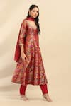 Buy_Aarke Ritu Kumar_Red Poly Brocade Woven Gullista Sweetheart Neck Yasmine Anarkali Set _Online_at_Aza_Fashions