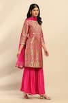 Buy_Aarke Ritu Kumar_Pink Poly Brocade Woven Ambrosia Split V Neck Yasmine Kurta Sharara Set _Online_at_Aza_Fashions