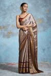 Buy_Dressfolk_Silver Handloom Tissue Woven Metallic Saree With Unstitched Blouse Piece _at_Aza_Fashions