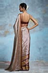 Shop_Dressfolk_Silver Handloom Tissue Woven Metallic Saree With Unstitched Blouse Piece _at_Aza_Fashions