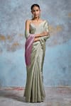 Buy_Dressfolk_Green Handloom Tissue Woven Metallic Saree With Unstitched Blouse Piece _at_Aza_Fashions