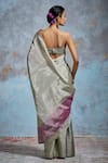 Shop_Dressfolk_Green Handloom Tissue Woven Metallic Saree With Unstitched Blouse Piece _at_Aza_Fashions