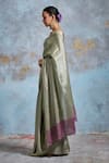 Dressfolk_Green Handloom Tissue Woven Metallic Saree With Unstitched Blouse Piece _Online_at_Aza_Fashions