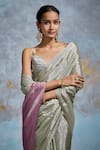 Buy_Dressfolk_Green Handloom Tissue Woven Metallic Saree With Unstitched Blouse Piece _Online_at_Aza_Fashions