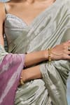 Dressfolk_Green Handloom Tissue Woven Metallic Saree With Unstitched Blouse Piece _at_Aza_Fashions