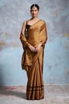 Buy_Dressfolk_Gold Handloom Chanderi Woven Stripe Metallic Saree With Unstitched Blouse Piece _at_Aza_Fashions