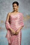 Buy_Dressfolk_Pink Handloom Cotton Beads Chanderi Striped Saree With Running Blouse_Online_at_Aza_Fashions