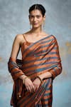 Buy_Dressfolk_Brown Handloom Chanderi Woven Stripe Saree With Unstitched Blouse Piece _Online_at_Aza_Fashions