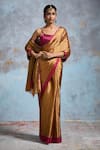 Buy_Dressfolk_Gold Handloom Chanderi Woven Metallic Saree With Unstitched Blouse Piece _at_Aza_Fashions