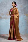 Dressfolk_Gold Handloom Chanderi Woven Metallic Saree With Unstitched Blouse Piece _Online_at_Aza_Fashions