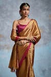 Buy_Dressfolk_Gold Handloom Chanderi Woven Metallic Saree With Unstitched Blouse Piece _Online_at_Aza_Fashions