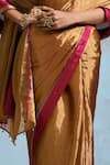 Buy_Dressfolk_Gold Handloom Chanderi Woven Metallic Saree With Unstitched Blouse Piece 