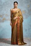 Buy_Dressfolk_Gold Handloom Chanderi Woven Metallic Saree With Unstitched Blouse Piece _at_Aza_Fashions