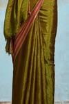 Shop_Dressfolk_Green Handloom Chanderi Woven Striped Border Saree With Unstitched Blouse Piece _Online_at_Aza_Fashions