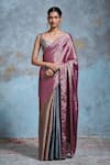 Buy_Dressfolk_Silver Handloom Chanderi Woven Gradient Saree With Unstitched Blouse Piece _at_Aza_Fashions