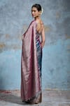 Shop_Dressfolk_Silver Handloom Chanderi Woven Gradient Saree With Unstitched Blouse Piece _at_Aza_Fashions