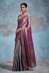 Dressfolk_Silver Handloom Chanderi Woven Gradient Saree With Unstitched Blouse Piece _Online_at_Aza_Fashions