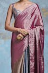 Shop_Dressfolk_Silver Handloom Chanderi Woven Gradient Saree With Unstitched Blouse Piece _Online_at_Aza_Fashions