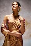 Shop_Dressfolk_Gold Handloom Chanderi Woven Metallic Saree With Unstitched Blouse Piece _Online_at_Aza_Fashions