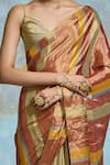 Shop_Dressfolk_Orange Handloom Chanderi Contrast Striped Saree With Unstitched Blouse Piece _Online_at_Aza_Fashions