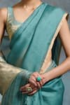 Shop_Dressfolk_Blue Chanderi, Handloom Cotton Woven Saree With Unstitched Blouse Piece _Online_at_Aza_Fashions