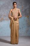 Buy_Dressfolk_Gold Handloom Cotton Embroidery Plain Chanderi Saree _at_Aza_Fashions