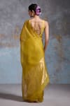 Shop_Dressfolk_Yellow Chanderi Handwoven Plain Saree And Unstitched Blouse Piece _at_Aza_Fashions
