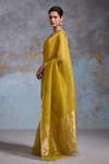 Dressfolk_Yellow Chanderi Handwoven Plain Saree And Unstitched Blouse Piece _Online_at_Aza_Fashions