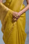 Buy_Dressfolk_Yellow Chanderi Handwoven Plain Saree And Unstitched Blouse Piece _Online_at_Aza_Fashions