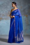 Buy_Dressfolk_Blue Handloom Cotton Cobalt Tissue Saree _at_Aza_Fashions