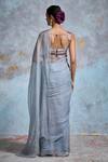 Shop_Dressfolk_Blue Handloom Tissue Plain Saree With Blouse Piece _at_Aza_Fashions
