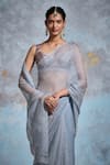 Buy_Dressfolk_Blue Handloom Tissue Plain Saree With Blouse Piece _Online_at_Aza_Fashions