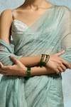 Shop_Dressfolk_Aqua Handloom Tissue Plain Crinkled Saree _Online_at_Aza_Fashions