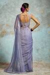 Shop_Dressfolk_Purple Handloom Tissue Plain Crinkled Saree And Unstitched Blouse _at_Aza_Fashions