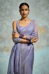 Buy_Dressfolk_Purple Handloom Tissue Plain Crinkled Saree And Unstitched Blouse _Online_at_Aza_Fashions