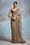 Buy_Dressfolk_Black Handloom Tissue Plain Saree With Unstitched Blouse Piece _at_Aza_Fashions