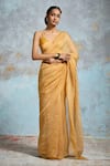 Buy_Dressfolk_Yellow Handloom Tissue Plain Saree With Blouse Piece _at_Aza_Fashions