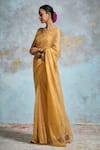 Dressfolk_Yellow Handloom Tissue Plain Textured Saree With Unstitched Blouse Piece _Online_at_Aza_Fashions