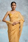 Buy_Dressfolk_Yellow Handloom Tissue Plain Textured Saree With Unstitched Blouse Piece _Online_at_Aza_Fashions