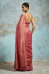 Shop_Dressfolk_Pink Handloom Tissue Plain Textured Saree With Unstitched Blouse Piece _at_Aza_Fashions