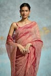 Buy_Dressfolk_Pink Handloom Tissue Plain Textured Saree With Unstitched Blouse Piece _Online_at_Aza_Fashions