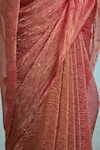 Dressfolk_Pink Handloom Tissue Plain Textured Saree With Unstitched Blouse Piece _at_Aza_Fashions