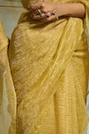 Shop_Dressfolk_Green Handloom Tissue Plain Textured Saree With Unstitched Blouse Piece _Online_at_Aza_Fashions