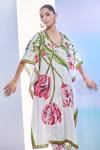 Buy_Pria Kataria Puri_White Crepe Print Tulip Blossom V Neck Straight Kaftan With Pant 